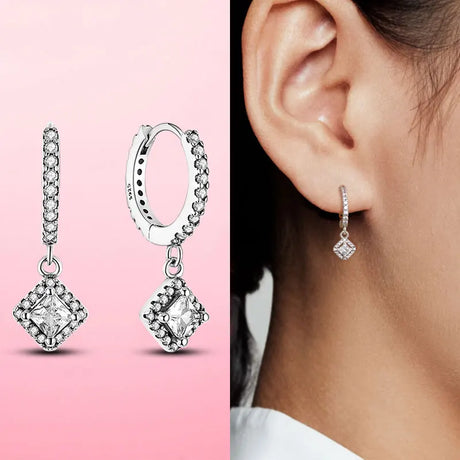 Earrings 925 Silver Asymmetrical Heart Hoop Earrings for Women Fashion Trendy Sterling Silver 925 Earring Original Jewelry Gift