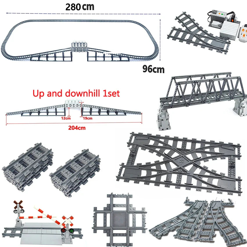 City Train Tracks Forked Flexible Railway Bridge Rail Viaduct Buliding Block Toy Straight Cruved Soft Track Bricks Leduo Gift