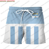 Custom New Argentina Sport Men Short DIY Number Argentine Flag Print Athletic Shorts for Beach Gym Running Street Casual Workout