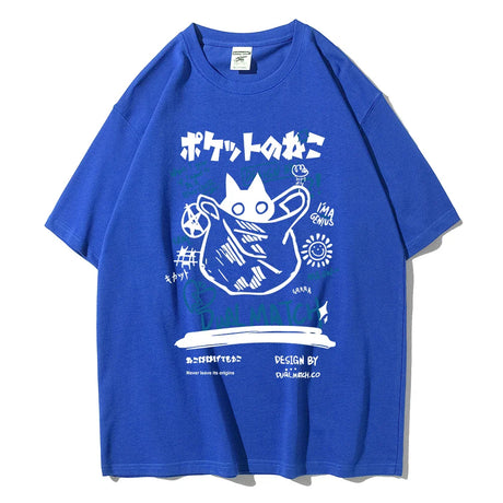 Men Women Cartoon T-Shirts 2024 Summer Harajuku Kawaii Cat Printed Short Sleeve Tees Couple Streetwear Loose Clothes Y2K Tops