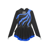 Figure Ice Skating Dress Kids Girls Long Sleeve Rhinestone Ballet Tutu Dance Dresses Gymnastics Leotards Performance Costume