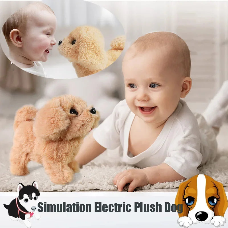 18CM Electric Simulation Puppy Plush Toys Interactive Cute Dog Robot Funny Wagging Shaking Toy for Kids Birthday  Xmas Gift