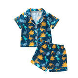 2023 Fashion Children Summer Pajama Sets Silk Satin Heart/Floral/Cattle Print Baby Suits Sleepwear Boy Loungewear Kids Pajamas