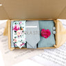 Viola Design 7 PCS Gift Box Cotton Sock Tie Sets Clip Pin Cufflinks Hanky Solid Floral Men Wedding Party Daily Cravat Accessory