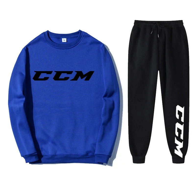 Men's Tracksuit Set Hoodie + Pants Spring Autumn Winter Fleece Warm Sportwear CCM Streetwear Suit Men Clothing