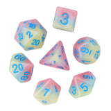 Cusdie 3 Layers Glitter Dice DND 7Pcs Resin D&D Dice D4 D6 D8 D10 D% D12 D20 Polyhedral Dice Set for Role Playing Table Games