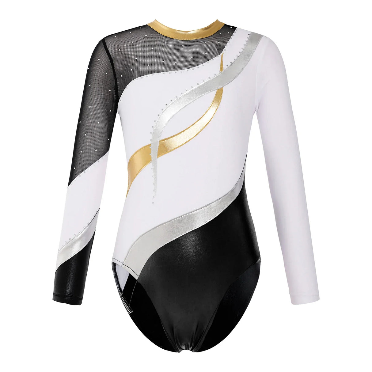 Kids Girls Gymnastics Leotards Bronzing Long Sleeve Leotards Ballet Dress New High Quality Performance Practice Dance Wear