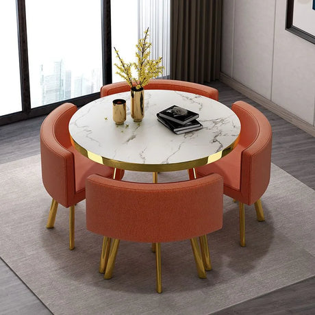 Luxury Reception Negotiation Table and 4 Chairs Round Table Office Conference Shop Visitor Desk Home Dining Tables Kitchen Mesa