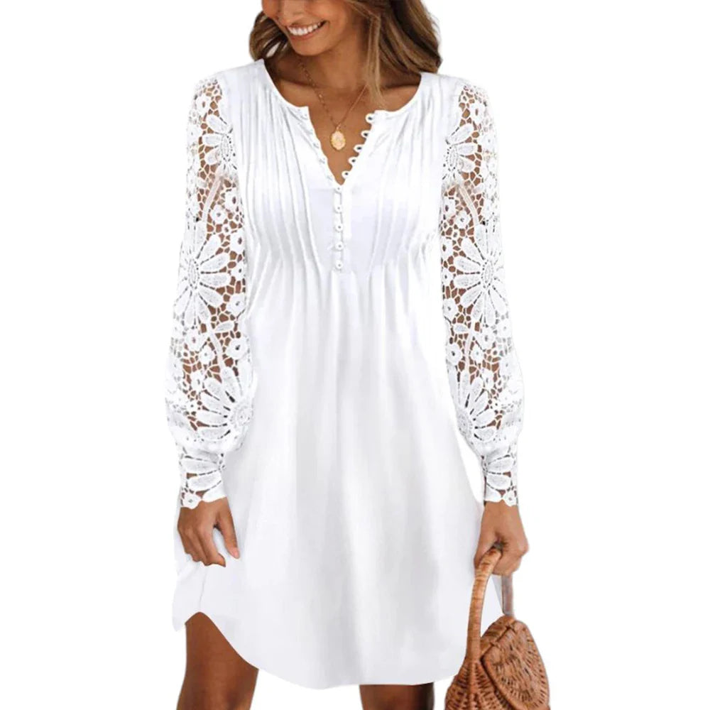 XXL 3XL Plus Size Lace Lady Long Sleeved Dress Women Clothing Spring Winter Large Size Elegant Vestidos Formal Occas Long Skirt