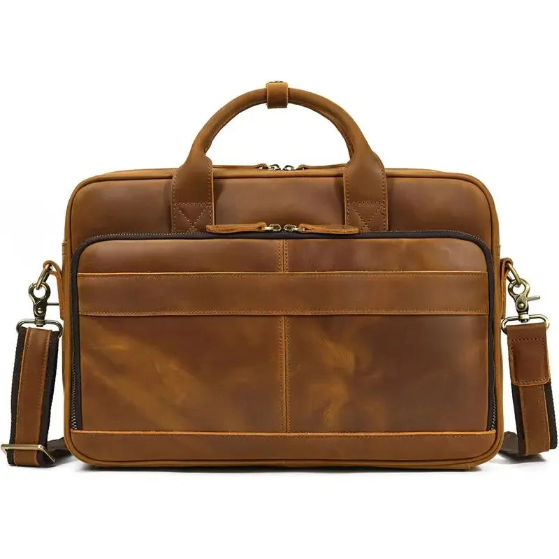 Newsbirds Men Briefcase Business Shoulder Bag Leather Messenger s Computer Laptop Handbag Men's Travel s 15" Male