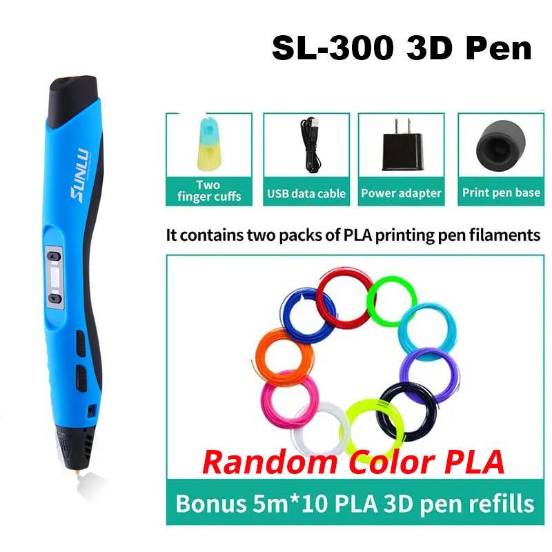 Creative 3D Art Pen for All Ages - SUNLU SL-300, Ideal for PLA/ABS Filament, Perfect Christmas Gift!