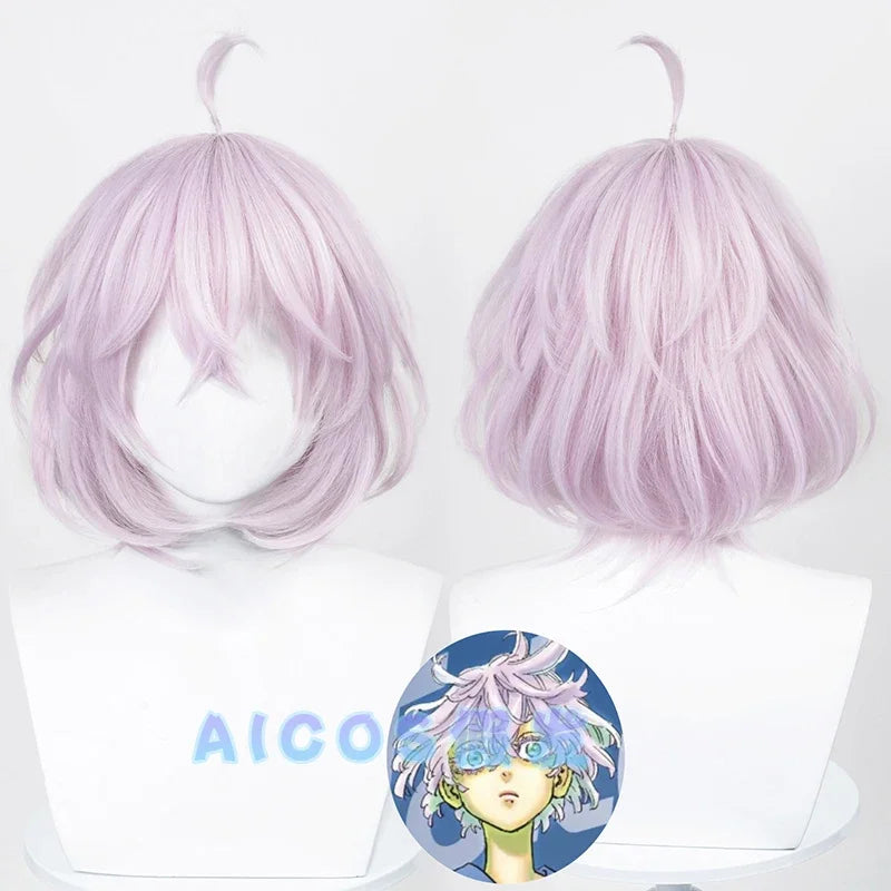 Senju Kawaragi Cosplay Wig Anime Tokyo Revengers Senju Kawaragi Purple Pink Short Heat Resistant Synthetic Hair Halloween Wigs