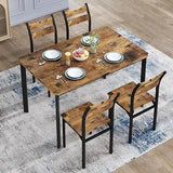 Dining Table Set for 4, Modern 5 Piece Kitchen Table and Chairs for 4, Wooden Kitchen Table with 4 Curved Backrest Chairs Dinner