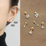 2PCS Small Ear Studs Earrings Cartilage Earrings Colorful Shiny Zircon Titanium Steel Anti-allergic 16G Fashion Jewelry Women