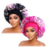 2PCS/LOT Large Satin Printed Wide-Brimmed Nightcap Elastic Head With Round Hat Women Multicolor Fashion Beauty And Hair Care Cap