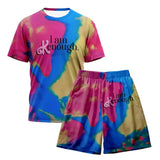 I Am Kenough Tie Dye 3D Print Tracksuit Summer Men T-shirt Sets Fashion Streetwear T Shirts Shorts 2 Piece Kid Suits Sportswear