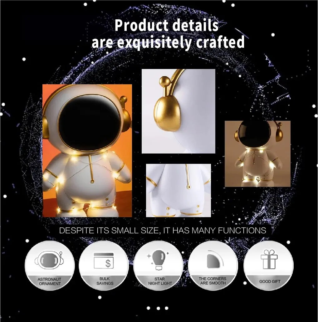 Money Box Astronaut Children Gift Creative DIY Light String Night Light Cartoon Toy Piggy Bank Money Safe Money Saving Box Gift