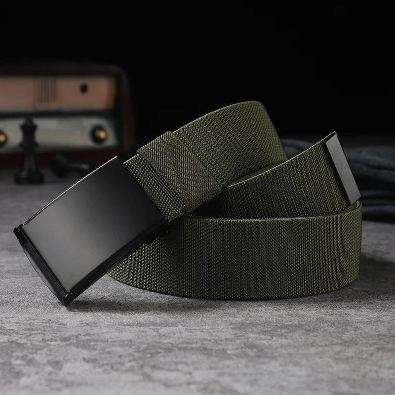 A suit of men elastic elastic elastic automatic buckle belt casual woven outdoor zippy belt using daily commuting