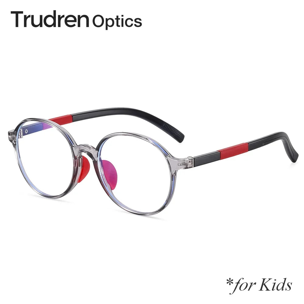 Trudren Childrens TR90 Anti Blue Light Glasses for Kids Non-prescription Clear Eyeglasses Round Frame with Flexible Spring 2003