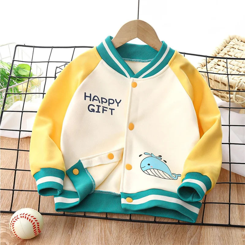 Children's Padded Baseball Jacket Spring Autumn New Clothes Outerwear Boys Girls Cartoon Fashion Coat Baby Casual Top Clothing