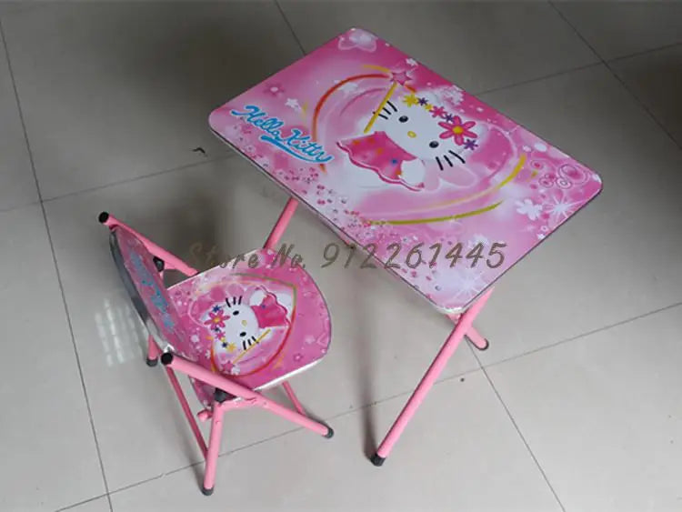 Kindergarten pupils children foldable learning tables and chairs set, writing desk and dining table can be raised and lowered