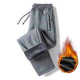 Thickened Fleece Pants Casual Cotton Trousers Winter Lambswool Pants Down Pants Men Jogging Sportwear Solid Drawstring Trousers