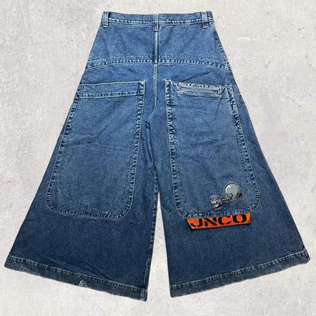JNCO Jeans Men Y2K Harajuku Hip Hop 7 Graphic Embroidery Baggy Denim Pants Streetwear Casual High Waist Wide Leg Trousers New