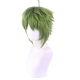 Men Synthetic Green Short Wavy Wig Cosplay Anime Costume Boy Fake Hair Cosplay Wig for Halloween Christmas Party+Hair Cap