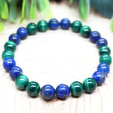 Ruberthen 8 MM Natural AAA Grade Malachite Lapis Lazuli Bracelet Mens Energy Anxiety Relie Wrist Mala Best Birthday Gift