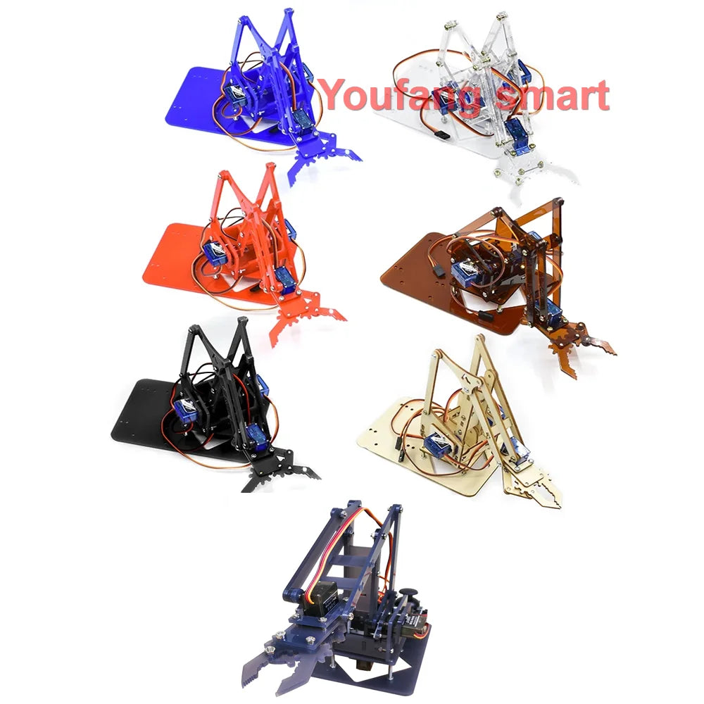 SG90 4 DOF Unassembly Acrylic Mechanical Arm Bracket Robotic Manipulator Claw For Arduino UNO Learning DIY Kit Programmable Toys