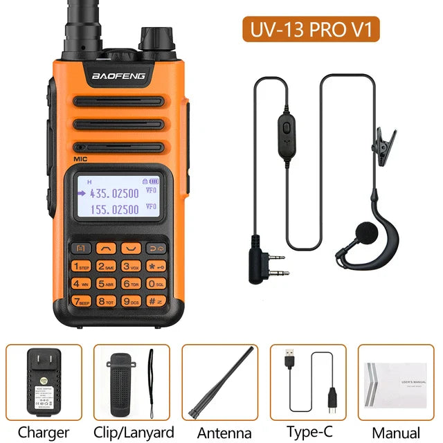 BaoFeng UV-13 PRO V2 V1 Walkie Talkie M-13 Pro Dual Band 999 Channels Type-C  Long Range UV-5R Transceiver Ham CB Two Way Radio