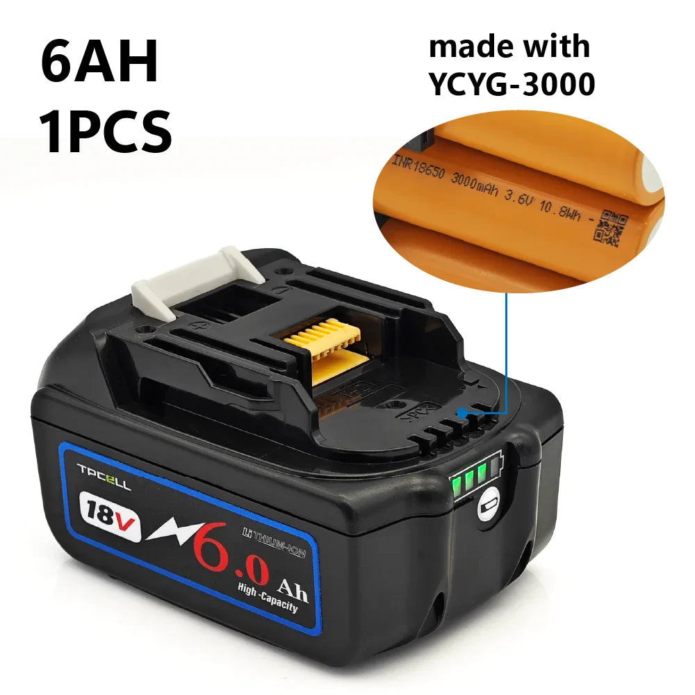 BL1860 6AH For Makita 18V Battery Power Tools Li-ion Replacement LXT BL1850 BL1840 for 18 V Screwdriver with BMS TPCELL 18V