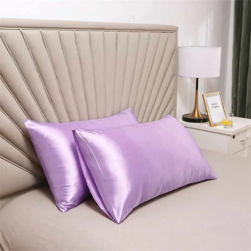 2pcs Silk Pillowcase Children's Winter Anti-static Soft Pillow Protective Case Home Solid Color Pillow Case Anti-dirty Bedding