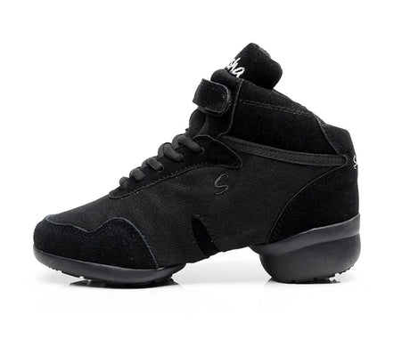 Dance Shoes Men Women Sneakers Dance Modern Hip-hop Salsa Dancing Shoes Black Canvas Genuine Leather Breathable Sports Man Sho