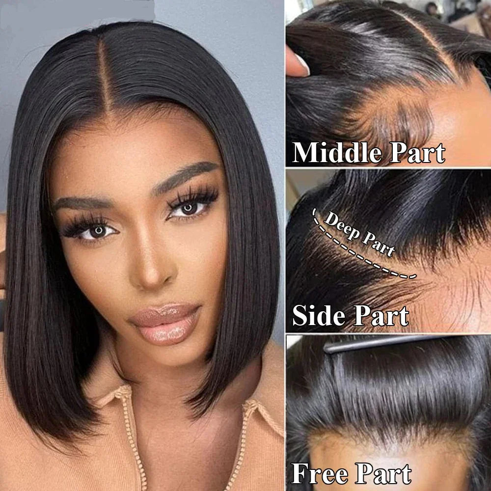 13x4 13x6 Lace Front BOB Wig Pre Pluckes Human Hair Wigs For Women 4x4 Closure Wigs Short Straight Bob Wigs 180 Density