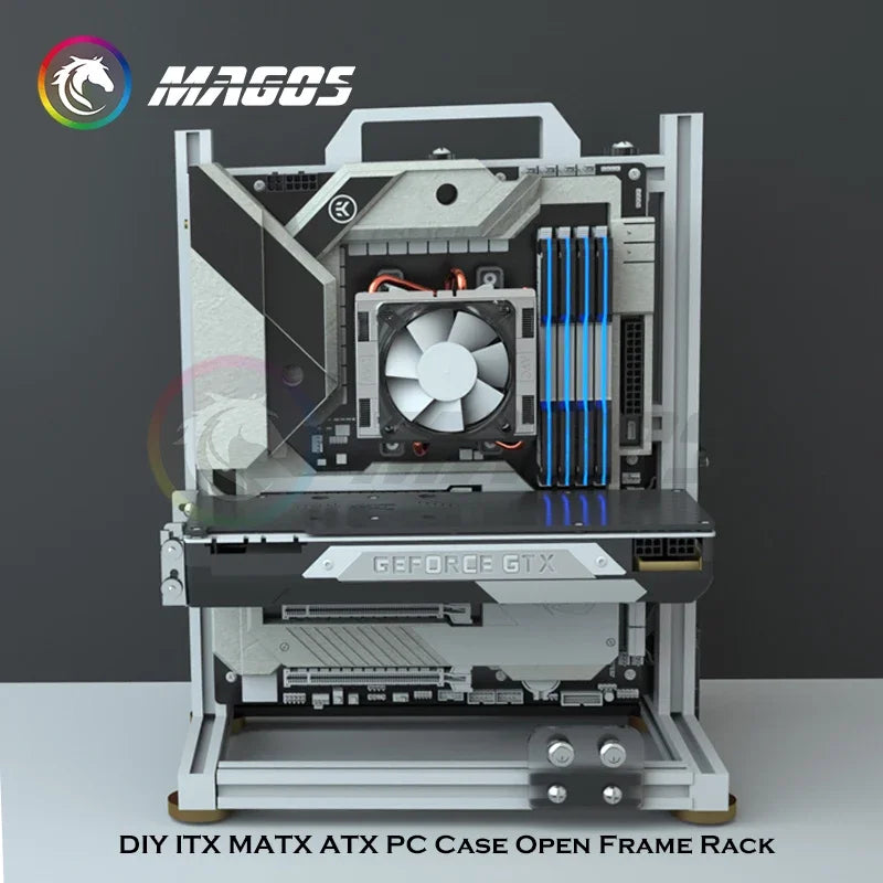 MOD Gamer Cabinet,DIY ITX MATX ATX PC Case Open Frame Rack,Water Cooler Desktop Computer Gaming Chassis Vertical Personality