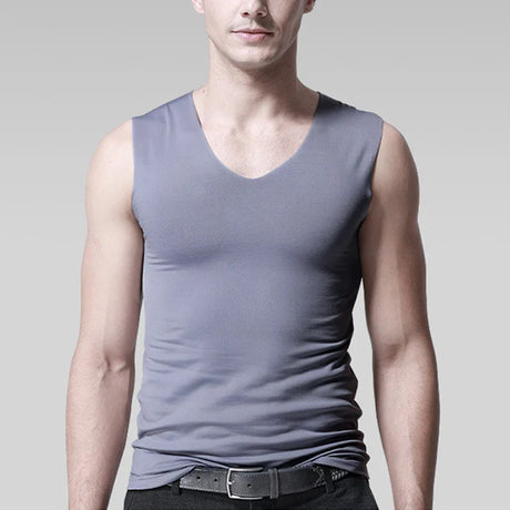 Ice Silk Seamless Men's Vest Loose Sleeveless Sport Bodysuit Vest For Men Plain Color Casual Summer Cotton Tank Undershirts Cool