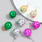 FishSheep Christmas Acrylic Mirror Disco Ball Drop Earring for Women Creative Rock 3D Bulb Dangle Earrings Xmas New Year Jewelry