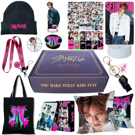 KPOP Stray Kids Album Gift Box Include Keychain Sticker Standee Photocard Tote Bag Lanyard