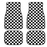 Checkerboard Car Mats Auto Parts Rubber Floor Mats Custom 4PCS Car interior graphic print checkered square feet