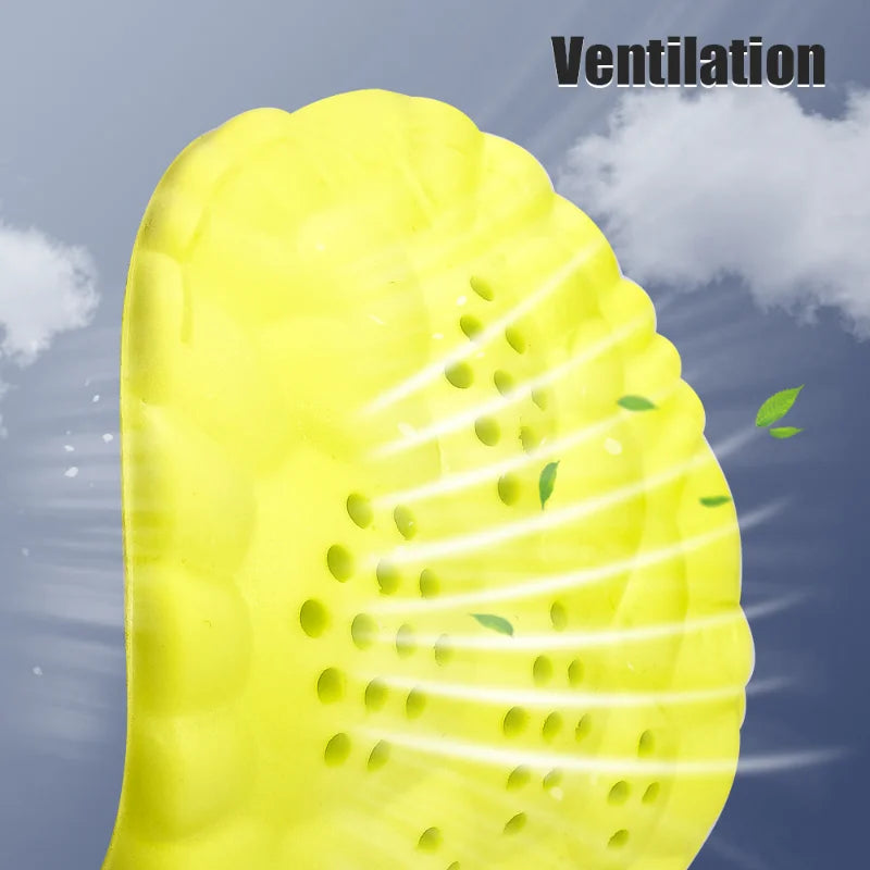 4D Orthopedic Sport Insoles Soft Breathable High-elasticity Shock Absorption Running Shoe Pad for Men Women Latex Massage Insole