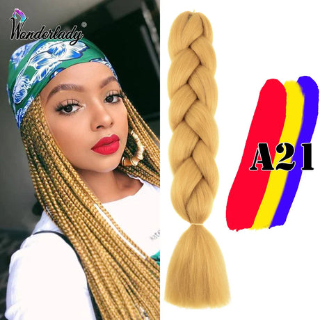 WonderLady 255 Color Long Colored Braiding Hair Jumbo Braids DIY Hairstyle Ombre Synthetic Hair Extensions For Women Braiding