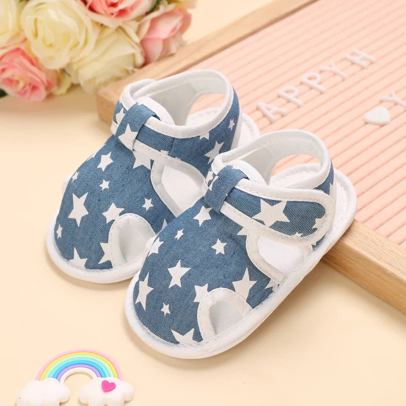 2023Brand NEW 0-18Months Kids Newborn Baby Boys Fashion Summer Soft Crib Shoes First Walker Anti Slip Sandals Shoes Soft Sole