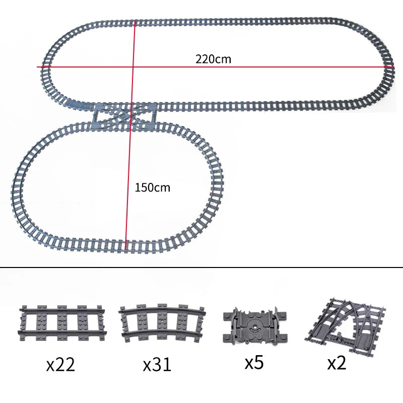 City Trains Train Track Rail Bricks Model Toy Soft Track Cruved Straight For Kids Gift Compatible All Brands Flexible Railway