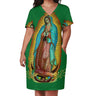 Virgin Mary Catholic Dress Short Sleeve Our Lady of Guadalupe Street Style Dresses Holiday Kawaii Casual Dress Plus Size Clothes