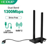 EDUP 5ghz Wifi Adapter Wi-fi Usb 3.0 Adapter 1300Mbps Wi fi Antenna Lan Ethernet Adapter WiFi Dongel For Pc Laptop Network Card