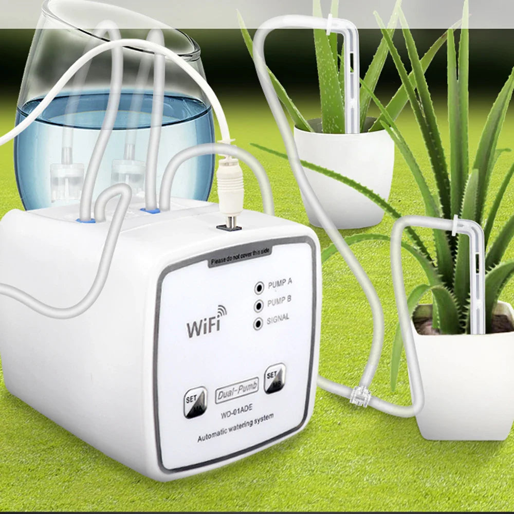 WIFI Intelligent Watering Device Double Pump Timed Automatic Drip Irrigation System Remote APPController for Garden Plant Flower