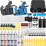 Professional Coil Tattoo Machine Kits 10 Wraps Coil Tattoo Gun Set with Power Supply Grip inks Tattoo Kit for Beginner