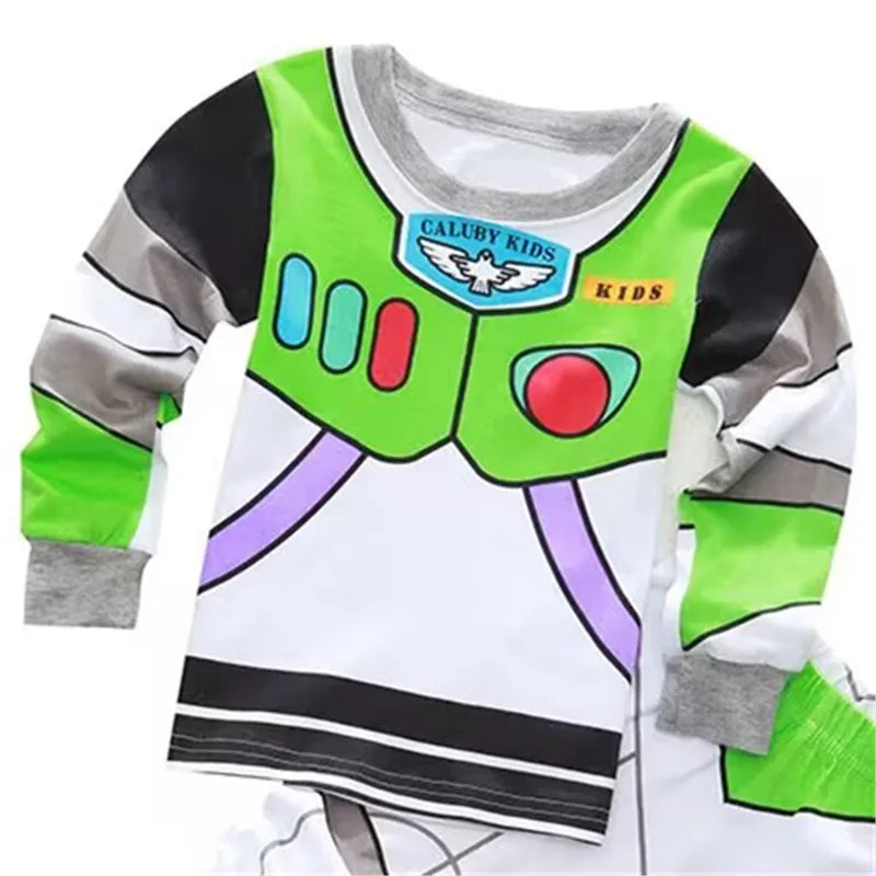 Children Clothes Animation Cartoon Buzz Lightyear Pajamas Suit Loungewear Kids Daily Comfort Boys Spring And Fall Tshirt Sets