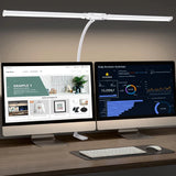 LED Double/Single Head Reading Desk Lamp Foldable Swing Arm Table Lamp with Clip Dimmable Workstation Office PC Eye Protection